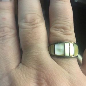 Sterling Silver and Abalone Shell Ring from Philippines, size 10